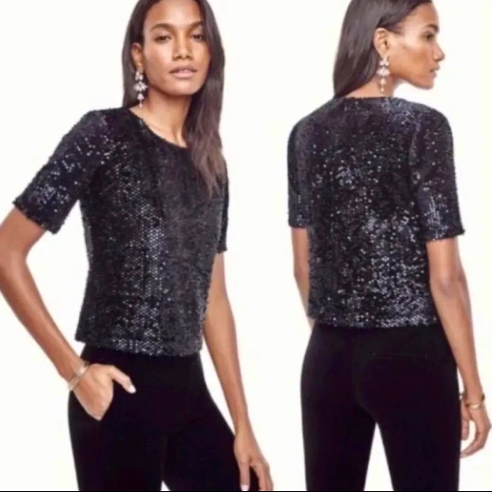 Ann Taylor Sequin Top Midnight Blue Size Small